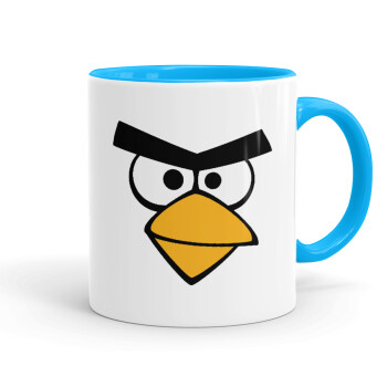 Angry birds eyes, Mug colored light blue, ceramic, 330ml