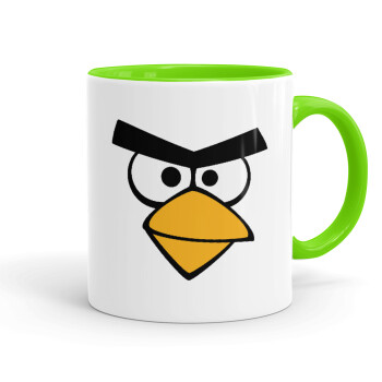 Angry birds eyes, Mug colored light green, ceramic, 330ml