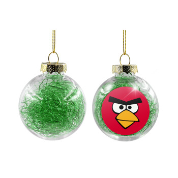 Angry birds eyes, Χριστουγεννιάτικη μπάλα δένδρου διάφανη με πράσινο γέμισμα 8cm
