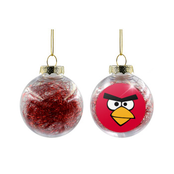Angry birds eyes, Χριστουγεννιάτικη μπάλα δένδρου διάφανη με κόκκινο γέμισμα 8cm