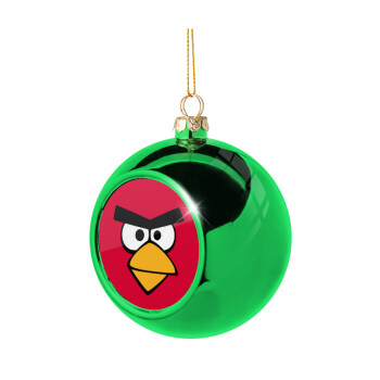 Angry birds eyes, Στολίδι Χριστουγεννιάτικη μπάλα δένδρου Πράσινη 8cm