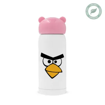 Angry birds eyes, Pink stainless steel thermal flask, 320ml