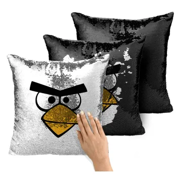 Angry birds eyes, Μαξιλάρι καναπέ Μαγικό Μαύρο με πούλιες 40x40cm περιέχεται το γέμισμα