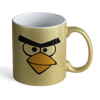 Angry birds eyes, Κούπα Χρυσή Glitter που γυαλίζει, κεραμική, 330ml