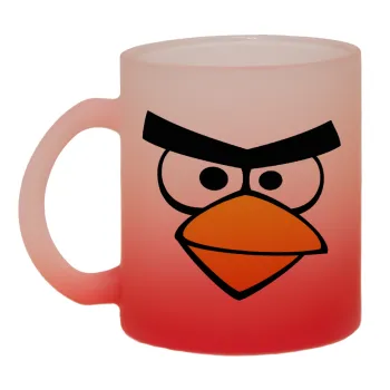 Angry birds eyes, Κούπα γυάλινη δίχρωμη με βάση το κόκκινο ματ, 330ml