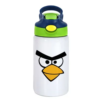 Angry birds eyes, Παιδικό παγούρι θερμό, ανοξείδωτο, με καλαμάκι ασφαλείας, πράσινο/μπλε (350ml)