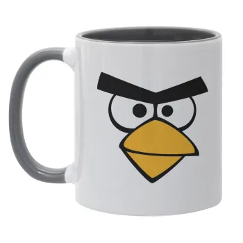 Angry birds eyes, Κούπα χρωματιστή γκρι, κεραμική, 330ml