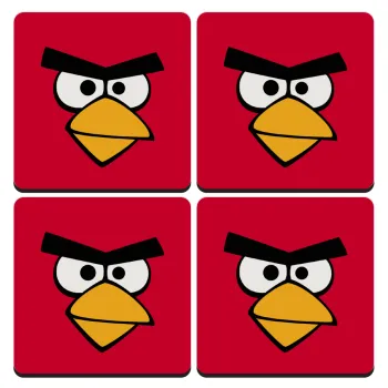 Angry birds eyes, ΣΕΤ 4 Σουβέρ ξύλινα τετράγωνα (9cm)