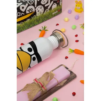Angry birds eyes, Easter Set, SS Metallic water bottle (620ml, stainless steel) & scented flat Easter candle (30cm) (PINK)