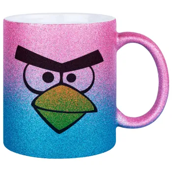 Angry birds eyes, Κούπα Χρυσή/Μπλε Glitter, κεραμική, 330ml