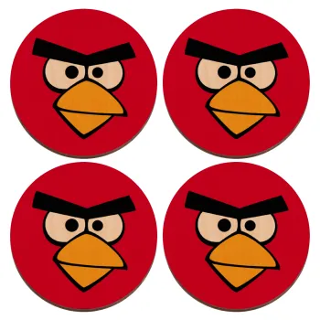 Angry birds eyes, ΣΕΤ x4 Σουβέρ ξύλινα στρογγυλά plywood (9cm)