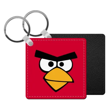 Angry birds eyes, Μπρελόκ Δερματίνη, τετράγωνο ΜΑΥΡΟ (5x5cm)