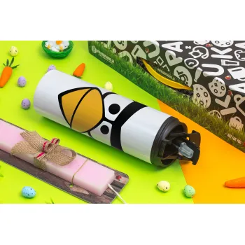 Angry birds eyes, Πασχαλινή Λαμπάδα με Travel Tumbler θερμό με διπλό καπάκι (600ml, BPA free) & κερί αρωματικό πλακέ (30cm) (ΡΟΖ)