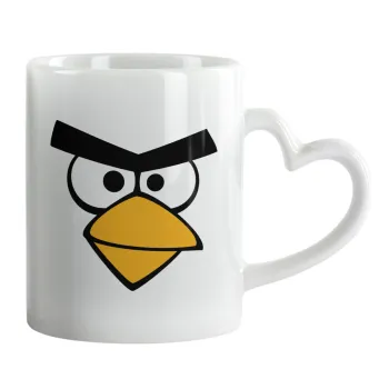 Angry birds eyes, Κούπα καρδιά χερούλι λευκή, κεραμική, 330ml