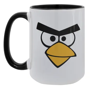 Angry birds eyes, Κούπα Mega 15oz, κεραμική Μαύρη, 450ml