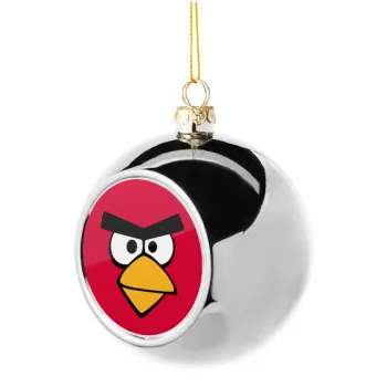 Angry birds eyes, Στολίδι Χριστουγεννιάτικη μπάλα δένδρου Ασημένια 8cm
