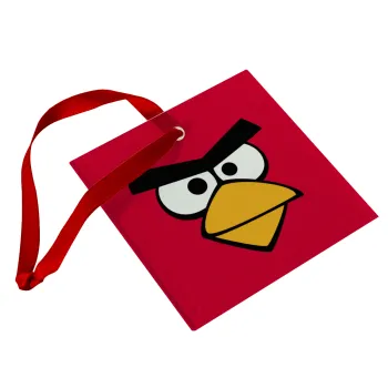 Angry birds eyes, Στολίδι Χριστουγεννιάτικο στολίδι γυάλινο τετράγωνο 9x9cm