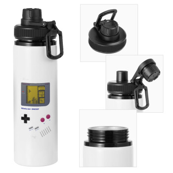 Gameboy, Metal water bottle with safety cap, aluminum 850ml