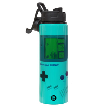 Gameboy, Metallic water bottle with safety lid, 850ml aluminum