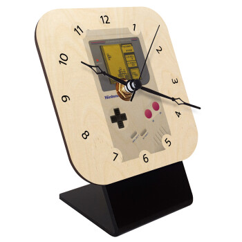 Gameboy, Επιτραπέζιο ρολόι σε φυσικό ξύλο (10cm)
