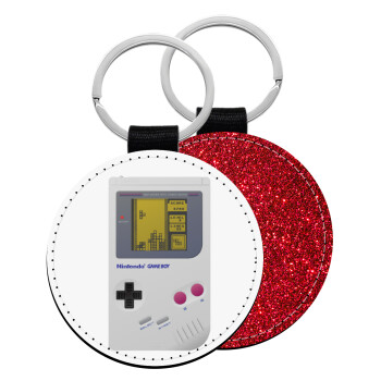 Gameboy, Μπρελόκ Δερματίνη, στρογγυλό ΚΟΚΚΙΝΟ (5cm)