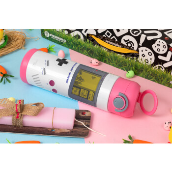 Gameboy, Easter candle, Childrens hot water bottle, stainless steel, with safety straw, PINK (500ml)