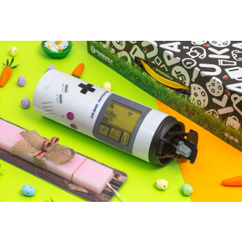 Gameboy, Easter candle,Travel Tumbler 2 Lids, with metal straw & cleaning brush & aromatic flat candle (30cm) (PINK)