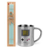 Easter Set, metallic thermal cup (300ml) & aromatic flat Easter candle (30cm) (TURQUOISE)
