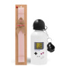 Easter Set, metallic aluminum bottle (500ml) & aromatic flat Easter candle (30cm) (PINK)