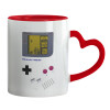Mug heart red handle, ceramic, 330ml