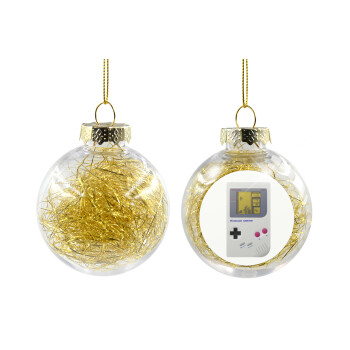 Gameboy, Χριστουγεννιάτικη μπάλα δένδρου διάφανη με χρυσό γέμισμα 8cm