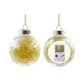 Gameboy, Transparent Christmas tree ball ornament with gold filling 8cm