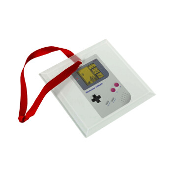 Gameboy, Christmas ornament, glass square ornament 9x9cm
