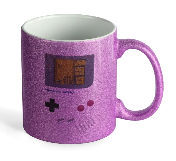 Gameboy — Κούπα Μωβ Glitter που γυαλίζει, κεραμική, 330ml