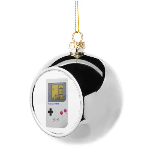 Gameboy — Silver 8cm Christmas tree ball ornament