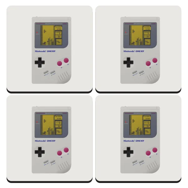 Gameboy — Set of 4 square wooden coasters (9cm)