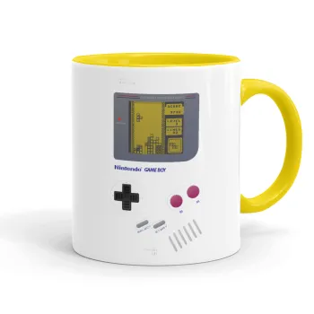 Gameboy, Κούπα χρωματιστή κίτρινη, κεραμική, 330ml