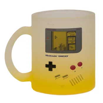 Gameboy, Κούπα γυάλινη δίχρωμη με βάση το κίτρινο ματ, 330ml