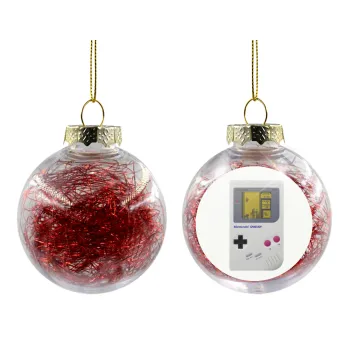 Gameboy, Transparent Christmas tree ball ornament with red filling 8cm