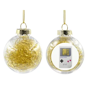 Gameboy, Transparent Christmas tree ball ornament with gold filling 8cm