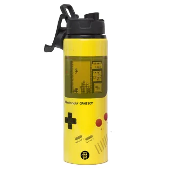 Gameboy, Metallic water bottle with safety lid, 850ml aluminum