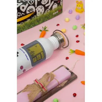 Gameboy, Easter Set, SS Metallic water bottle (620ml, stainless steel) & scented flat Easter candle (30cm) (PINK)