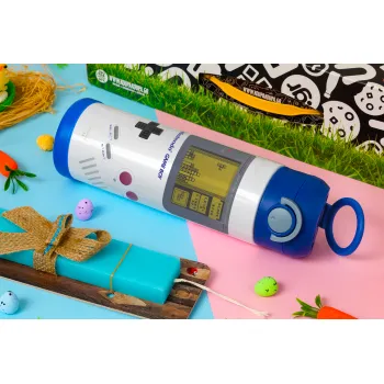 Gameboy, Easter candle, Childrens hot water bottle, stainless steel, with safety straw, BLUE (500ml)