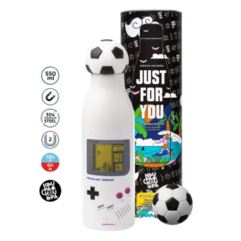 Gameboy, Μπάλα ποδοσφαίρου μεταλλικό παγούρι θερμός, διπλού τοιχώματος, 550ml