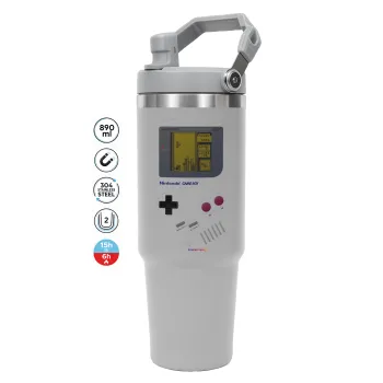 Gameboy, ΓΚΡΙ χρώματος Θερμός Ανοξείδωτο 890ml (30oz) με χερούλι