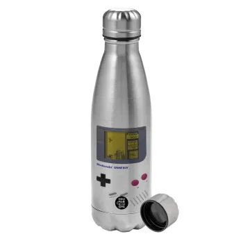 Gameboy, Metallic water bottle, stainless steel, 750ml