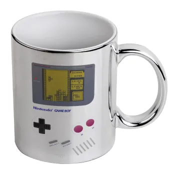 Gameboy, Mug ceramic, silver mirror, 330ml