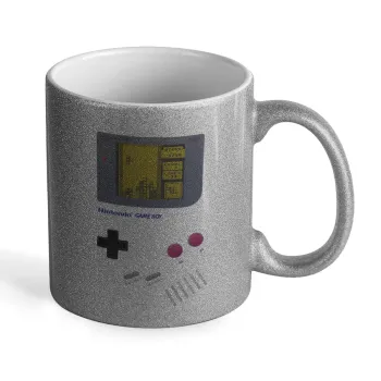 Gameboy, Κούπα Ασημένια Glitter που γυαλίζει, κεραμική, 330ml