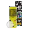 Neon Yellow Travel Tumbler, with metal straw (Stainless steel 304 Food grade, BPA free, 600ml)