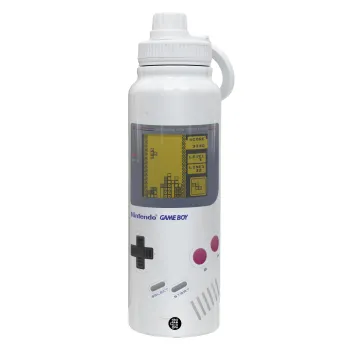 Gameboy, Θερμός 1L Ανοξείδωτο με Βάση Κινητού & Διπλά Τοιχώματα